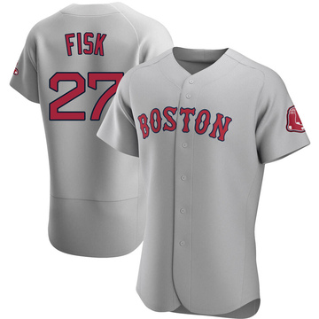Carlton Fisk Men's Authentic Boston Red Sox Gray Road Jersey