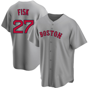 Carlton Fisk Men's Replica Boston Red Sox Gray Road Jersey