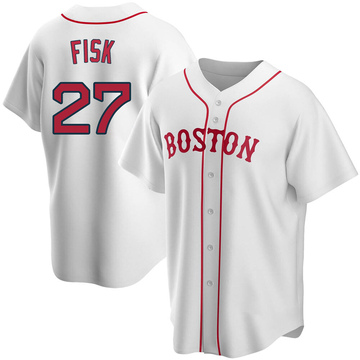 Carlton Fisk Men's Replica Boston Red Sox White Alternate Jersey