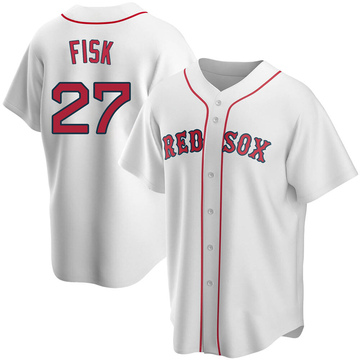 Carlton Fisk Men's Replica Boston Red Sox White Home Jersey