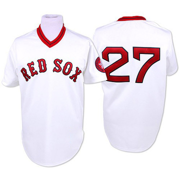 Carlton Fisk Men's Replica Boston Red Sox White Throwback Jersey