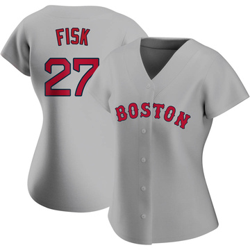 Carlton Fisk Women's Authentic Boston Red Sox Gray Road Jersey