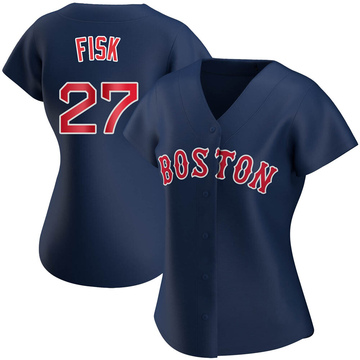 Carlton Fisk Women's Authentic Boston Red Sox Navy Alternate Jersey