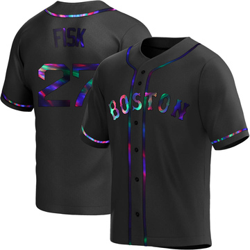 Carlton Fisk Youth Replica Boston Red Sox Black Holographic Alternate Jersey