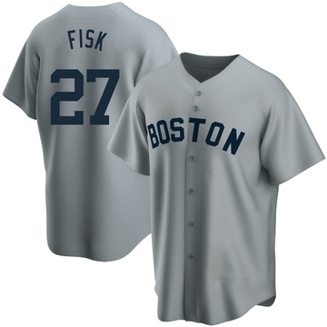 Carlton Fisk Youth Replica Boston Red Sox Gray Road Cooperstown Collection Jersey