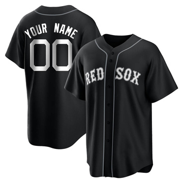 Custom Men's Replica Boston Red Sox Black/White Jersey