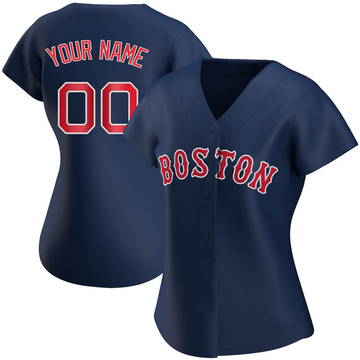 Custom Women's Authentic Boston Red Sox Navy Alternate Jersey