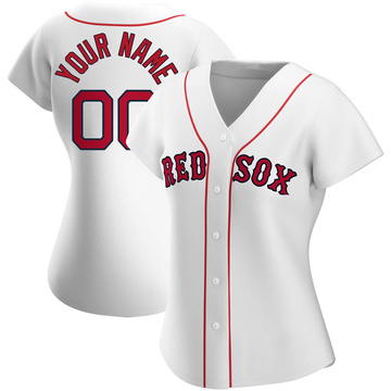 Custom Women's Authentic Boston Red Sox White Home Jersey