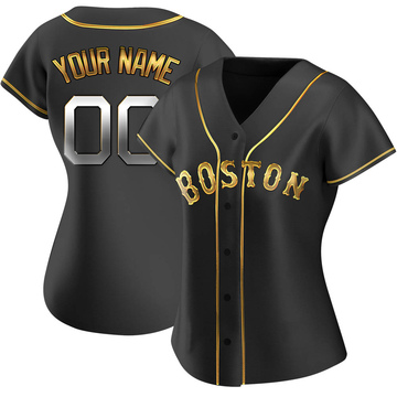 Custom Women's Replica Boston Red Sox Black Golden Alternate Jersey