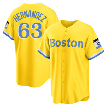 Darwinzon Hernandez Men's Replica Boston Red Sox Gold/Light Blue 2021 City Connect Player Jersey