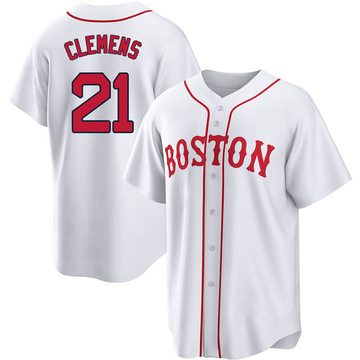 Roger Clemens Youth Replica Boston Red Sox White 2021 Patriots' Day Jersey