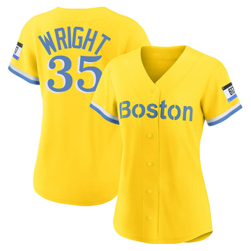 Steven Wright Women's Replica Boston Red Sox Gold/Light Blue 2021 City Connect Player Jersey