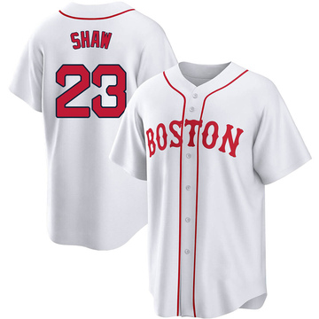Travis Shaw Youth Replica Boston Red Sox White 2021 Patriots' Day Jersey