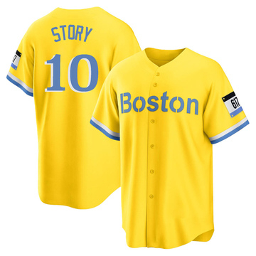 Trevor Story Youth Replica Boston Red Sox Gold/Light Blue 2021 City Connect Player Jersey