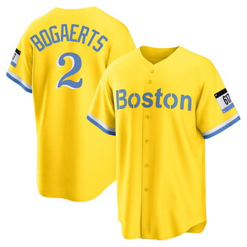 Xander Bogaerts Youth Replica Boston Red Sox Gold/Light Blue 2021 City Connect Player Jersey